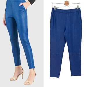Clara Sun Woo Liquid Leather Legging Signature Skinny Pocket Pants Blue Size XS